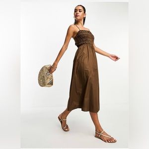 Cotton midi poplin dress with cross back